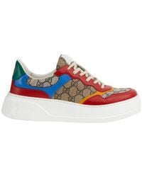 Gucci - Gg Panelled Lace-Up Sneakers - Lyst