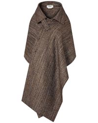 Fendi - Asymmetric Hem Tweed Short Cloak - Lyst