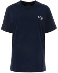 A.P.C. - Logo Embroidered Crewneck T-Shirt - Lyst