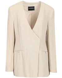 Emporio Armani - Long Sleeved V-Neck Blazer - Lyst