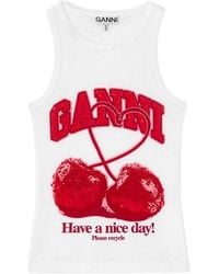 Ganni - Cherries Graphic Ribbed Tank Top - Lyst