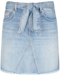 Givenchy - Belted Denim Mini Skirt - Lyst