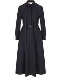 Valentino - Logo Plaque Long-Sleeved Dress - Lyst