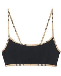 Burberry - Check-Trim Tie-Fastened Bikini Top - Lyst