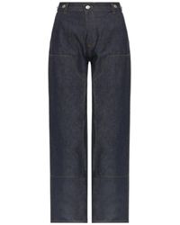 Victoria Beckham - Contrast Stitch Wide-Leg Jeans - Lyst