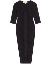 Valentino - Bow Detailed Ruched Knitted Dress - Lyst