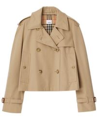 Burberry - Cropped Gabardine Trench Jacket - Lyst