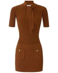 Elisabetta Franchi - Ribbed Mini Knitted Dress - Lyst