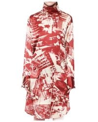 Celine - High Collar Long Sleeve Dress - Lyst