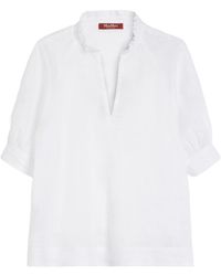 Max Mara - Studio Orvieto V-Neck Short-Sleeved Top - Lyst