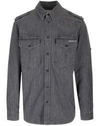 Isabel Marant - Logo Embroidered Long-Sleeved Denim Shirt - Lyst
