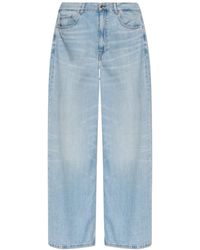 Ganni - Logo Patch Wide-Leg Jeans - Lyst