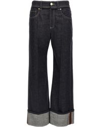 Brunello Cucinelli - High-Waisted Turn-Up Brim Jeans - Lyst