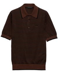 Prada - Striped Cotton Polo Shirt - Lyst