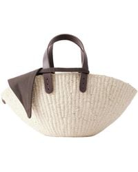 Muuñ - Leather And Cotton-Trimmed Raffia Mini Tote - Lyst