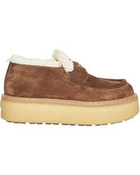 Prada - Triangle-Logo Round-Toe Loafers - Lyst