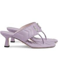 Gucci - Double G Marmont Leather Sandals Purple - Lyst