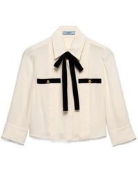 Prada - Pleated Sablé Shirt - Lyst