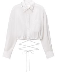 Alexander Wang - Crystal Studded Collar Wrap Shirt - Lyst