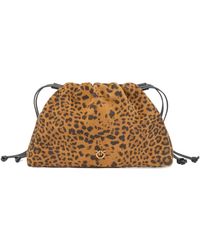 Pinko - Leopard Printed Mini Clutch Bag - Lyst