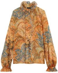 Etro - Ruffled Paisley Print Shirt - Lyst