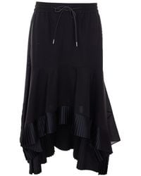 Sacai - Pleated Midi Skirt - Lyst
