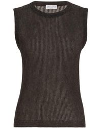 Brunello Cucinelli - Sparkling Silk, Alpaca And Wool Rib Knit Top - Lyst