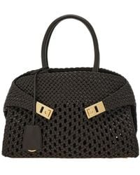 Ferragamo - Ferragamo Hug Small Woven Tote Bag - Lyst