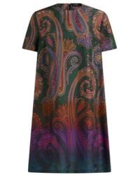 Etro - Mini Silk Tunic Dress With Degradé Paisley Motif - Lyst