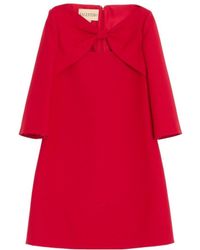 Valentino - Bow Detailed Three-Quarter-Sleeved Mini Dress - Lyst