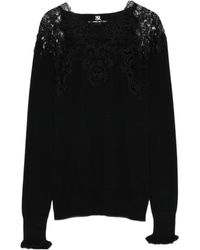 Ermanno Scervino - Lace-Trimmed Merino Wool T-Shirt - Lyst