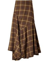 Co. - Slash Checked Crepe Midi Skirt - Lyst