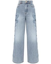 Zimmermann - Alchemy Embroidered Wide-Leg Jeans - Lyst