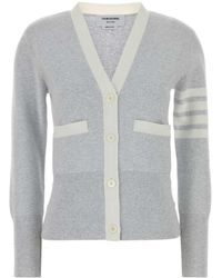 Thom Browne - 4-Bar Striped V-Neck Buttoned Cardigan - Lyst