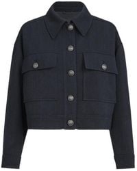 Brunello Cucinelli - Virgin-Wool Crêpe Chevron Cropped Outerwear Jacket With Monili - Lyst