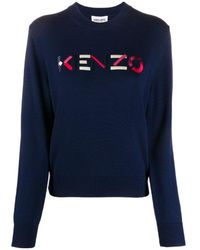 KENZO - Logo-Embroidered Wool Jumper - Lyst