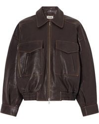 STAUD - Oversized Textured-Leather Bomber Jacket - Lyst
