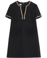 Valentino - Embroidered Canestrello Tweed Short Dress - Lyst