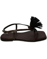 Vic Matié - Fringed-Pom-Pom Flat Sandals - Lyst