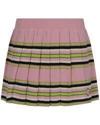 CASABLANCA - Striped Pleated Mini Skirt - Lyst