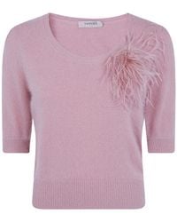 Twinset - Feather-Embellished Knit Top - Lyst