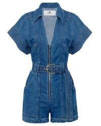 Elisabetta Franchi - Denim Romper Suit - Lyst