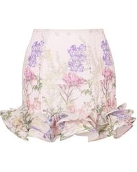 Charo Ruiz - Floral Ruffled Cotton-Blend Mini Skirt - Lyst