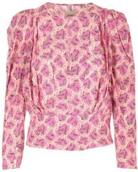 Isabel Marant - Floral Printed Long Puff-Sleeved Blouse - Lyst