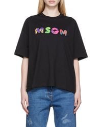 MSGM - Logo-Print Round-Neck T-Shirt - Lyst