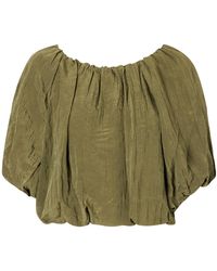 Jonathan Simkhai - Anni Cropped Gathered Crepon Blouse - Lyst