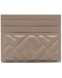 Fendi - Dove Nappa Leather Flat Card Case With Ff Motif - Lyst