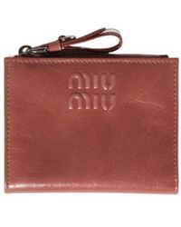 Miu Miu - Logo-Embossed Leather Wallet - Lyst
