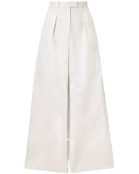 Safiyaa - Wide-Leg Trousers With Raised Lace Trim - Lyst
