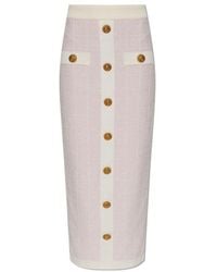 Balmain - Buttoned Tweed Skirt - Lyst